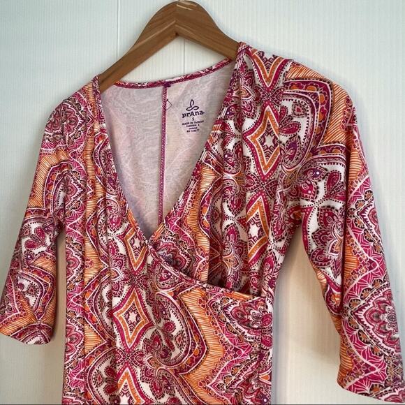 Prana faux wrap 3/4 length sleeve dress - Picture 3 of 9
